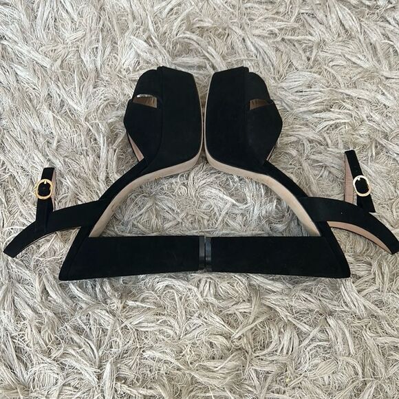 NWOB Stuart Weitzman Soliesse Suede Ankle Strap Platform Sandals in Black sz 10 - Picture 10 of 12